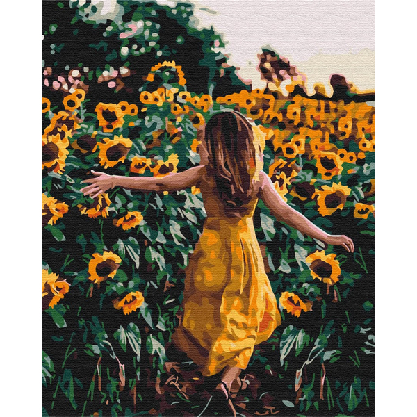 Картина по номерам Преміум картини - Прогулянка в соняшниках