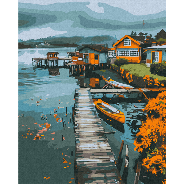 Картина по номерам Преміум картини - Рибацьке містечко
