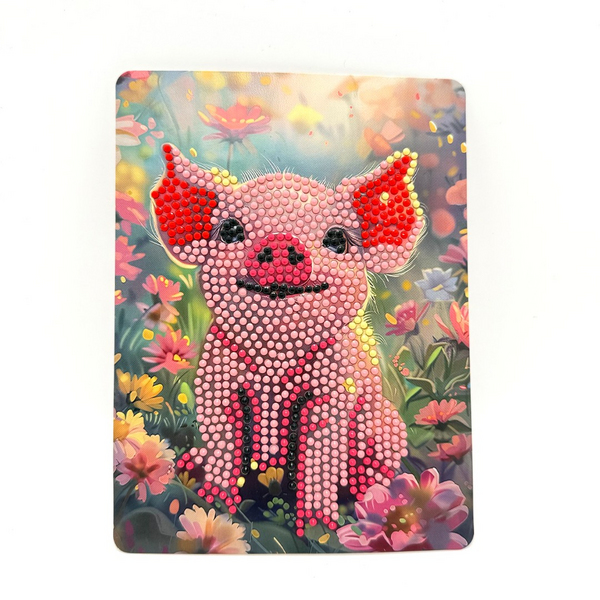 Алмазна мозаїка 13,5х18. Для дітей - Свинка в цветах