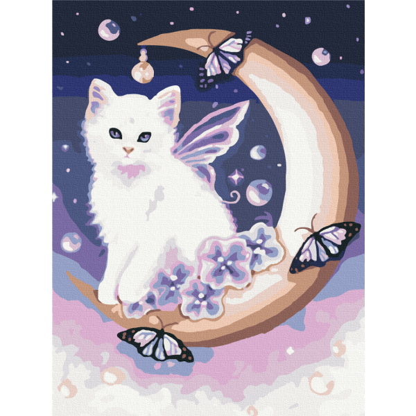 Картина по номерам Тварини, птахи та риби - Кіт і місяць