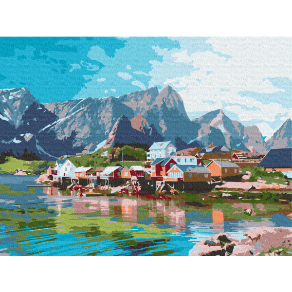 Картина по номерам Пейзажі - Поселок в хрустальных горах