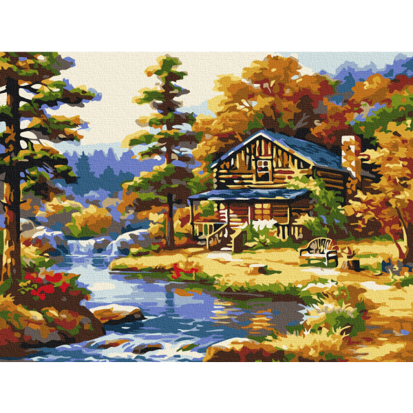 Картина по номерам Пейзажі - Дом у озера