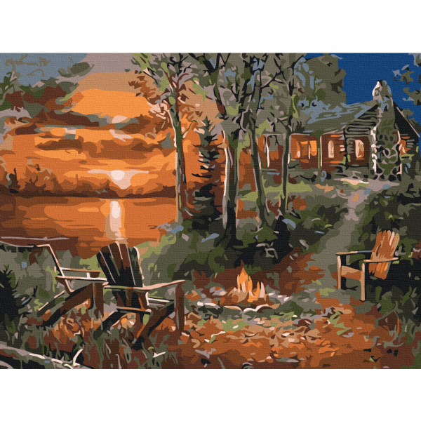 Картина по номерам Пейзажі - Дом у озера