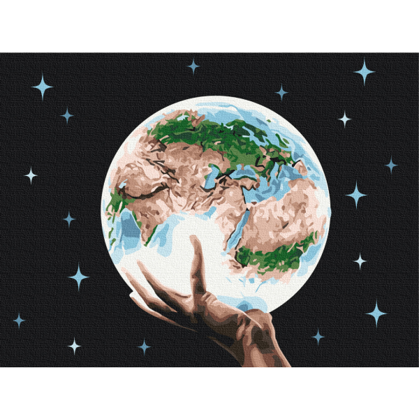 Картина по номерам Абстракції - Планета в руках человека