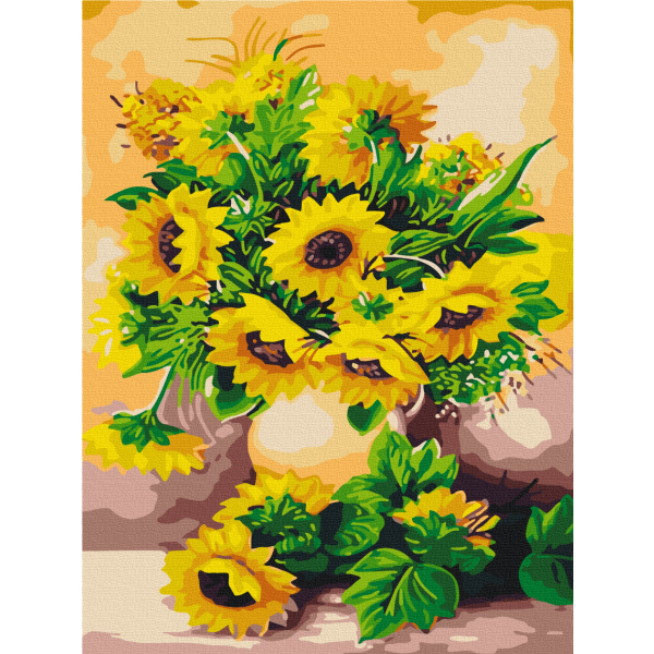 Картина по номерам Квіти - Букет из подсолнухов