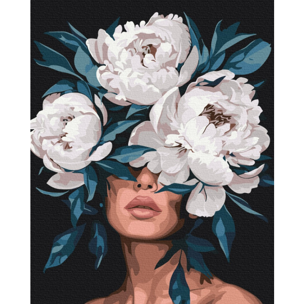 Картина по номерам Люди на картинах - Таємниця білих півоній