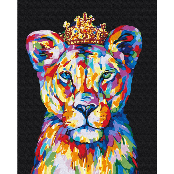 Картина по номерам Поп Арт - Райдужный князь лев