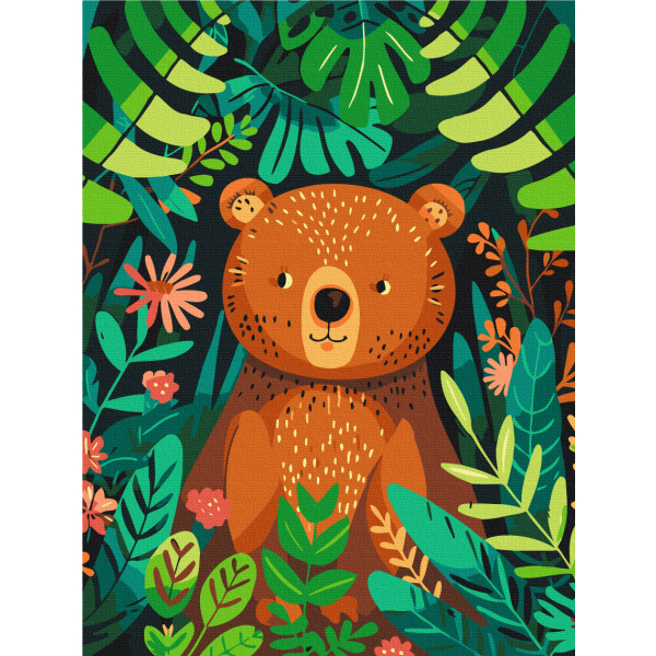 Картина по номерам Для дітей - Ведмедик в джунглях