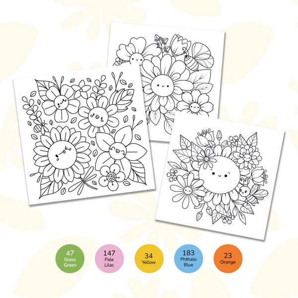 Розмальовки на картоні з маркерами (281) - Квітковий сад