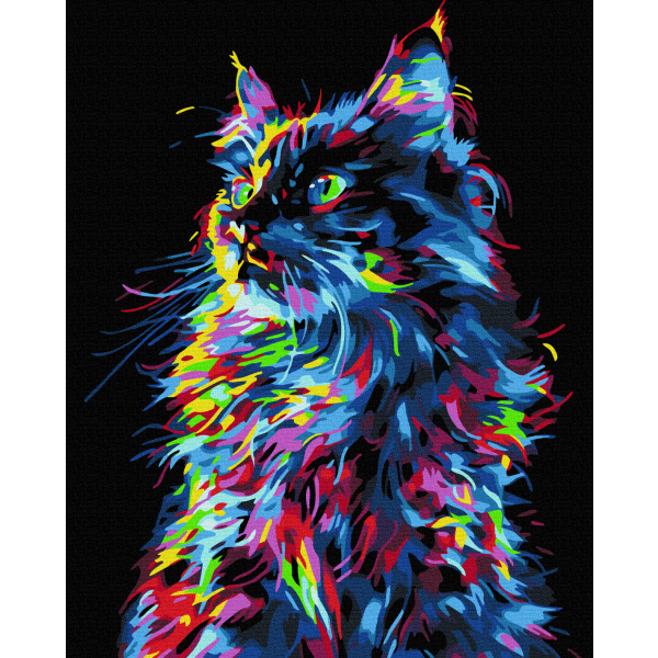 Картина по номерам На чорному полотні - Магічний котик