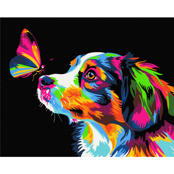 Картина по номерам На чорному полотні - Цветное прикосновение