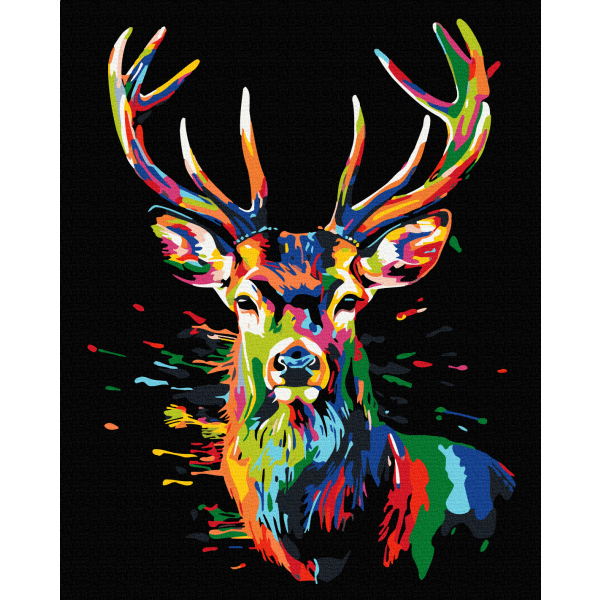 Картина по номерам На чорному полотні - Colorful Deer