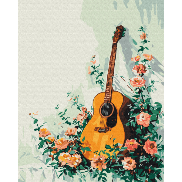 Картина по номерам Музика, музичні інструменти - Квітуча гітара