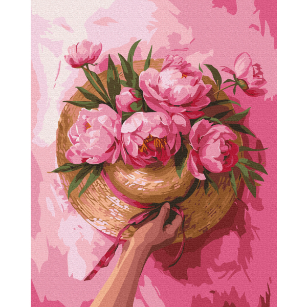 Картина по номерам Квіти - Шляпа среди цветов