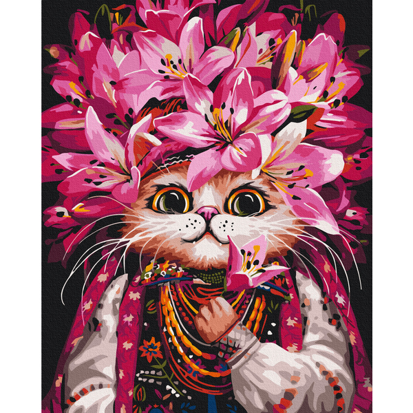 Картина по номерам Авторські колекції - Киця в лілеях ©Маріанна Пащук