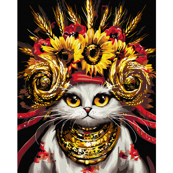 Картина по номерам На чорному полотні - Киця врожайниця © Маріанна Пащук