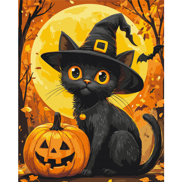 Картина по номерам Тварини, птахи та риби - Хэллоуинский кот