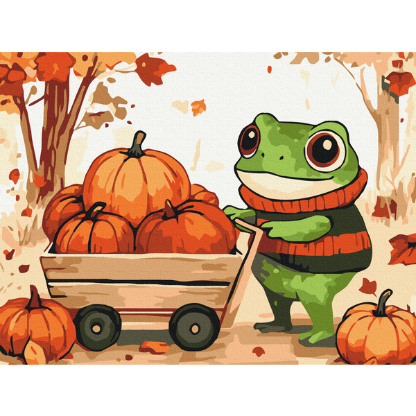 Картина по номерам Для дітей - Лягушонок с тыквами