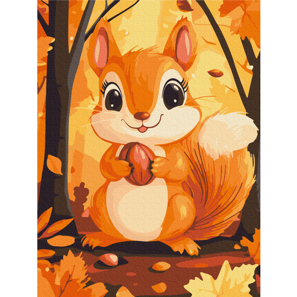 Картина по номерам Для дітей - Белка с орешком