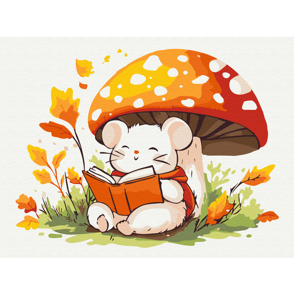 Картина по номерам Для дітей - Мишеня з книжечкою