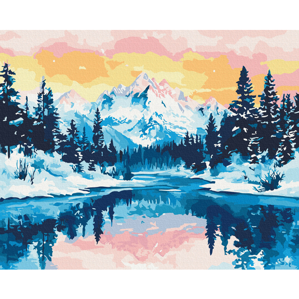 Картина по номерам Затишок, зима, Новий рік, Різдво - Срібні вершини