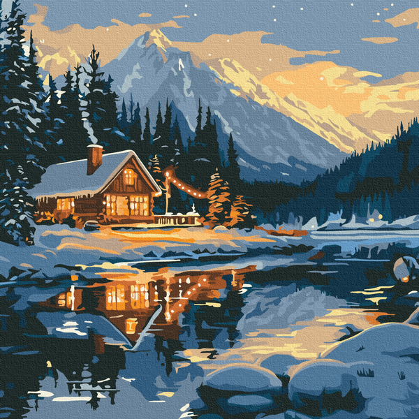 Картина по номерам Картины 40x40 - Уют заснеженного дома