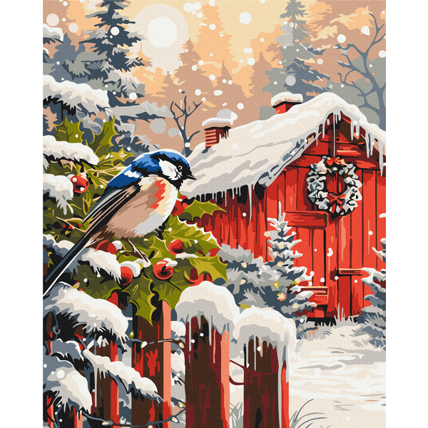 Картина по номерам Затишок, зима, Новий рік, Різдво - Прикраси природи