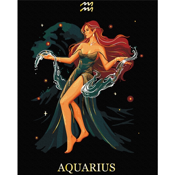 Картина по номерам На чорному полотні - Водолій © Соломія Ковальчук