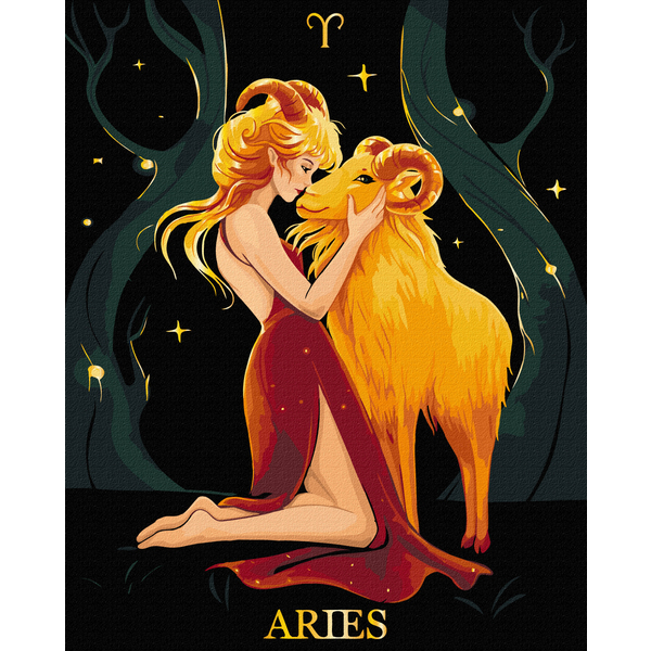 Картина по номерам На чорному полотні - Овен © Соломия Ковальчук