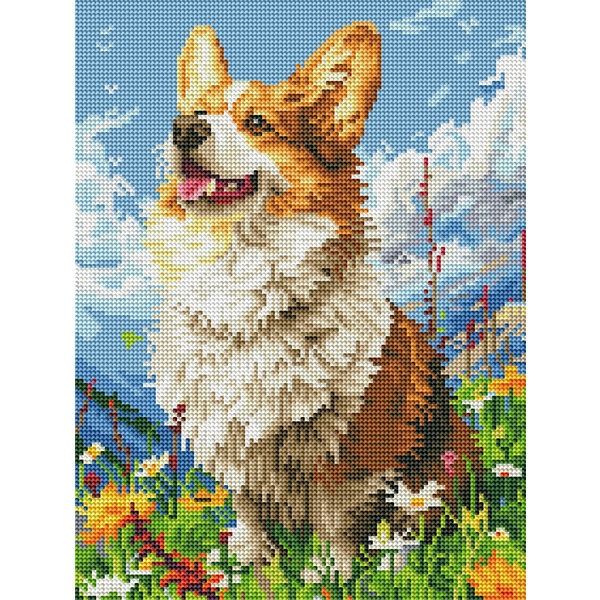 Алмазная мозаика 40x30 - Сонячний Коргі