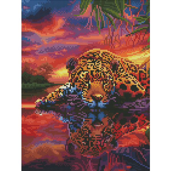 Алмазная мозаика 40x30 - Леопард на красочном фоне