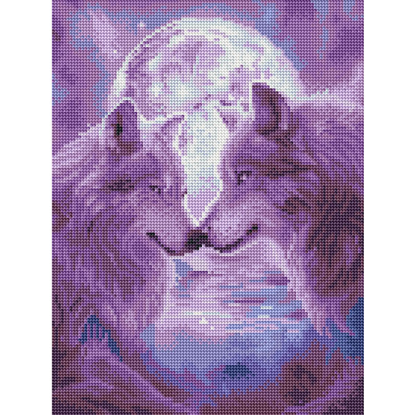 Алмазная мозаика 40x30 - Вовки в місячному світлі