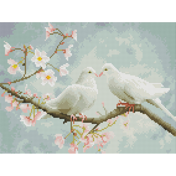 Алмазная мозаика 40x30 - Пара голубів