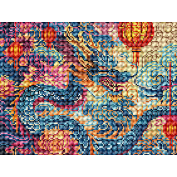 Алмазная мозаика 40x30 - Цветущий дракон