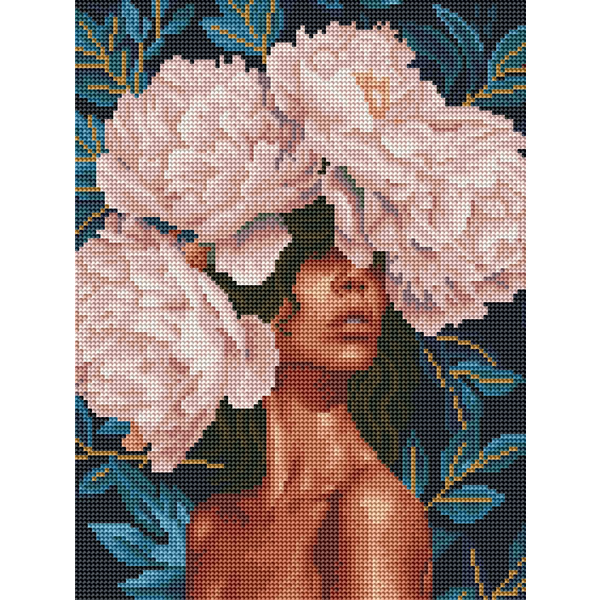 Алмазная мозаика 40x30 - Девушка в пионах