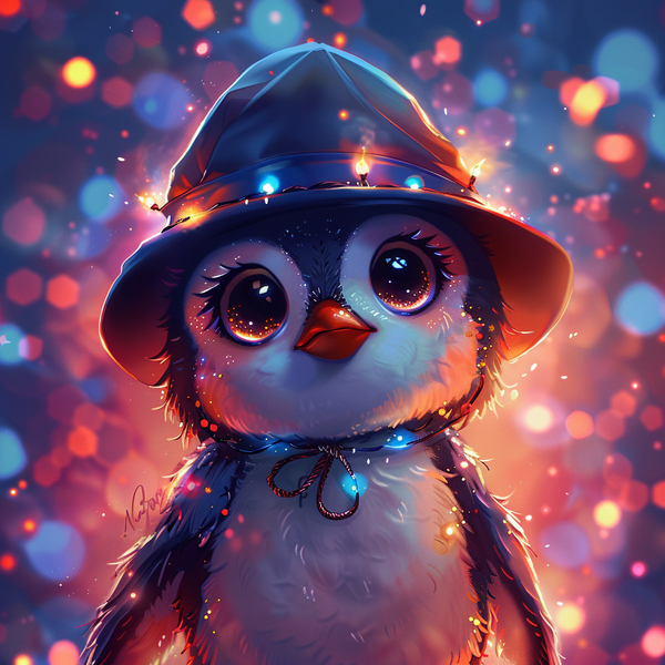 Алмазная мозаика 25x25 - Милий пінгвін