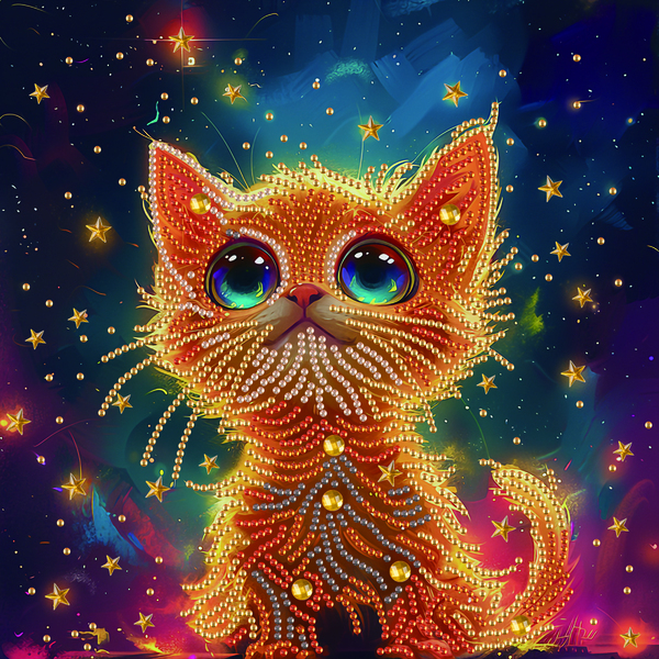 Алмазная мозаика 25x25 - Синьооке кошеня