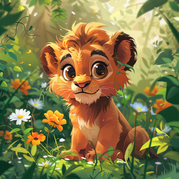 Алмазная мозаика 25x25 - Львёнок