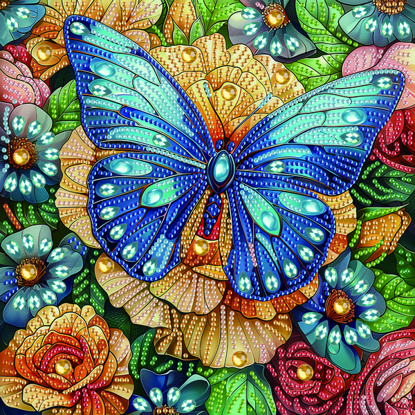 Алмазная мозаика 25x25 - Синяя бабочка