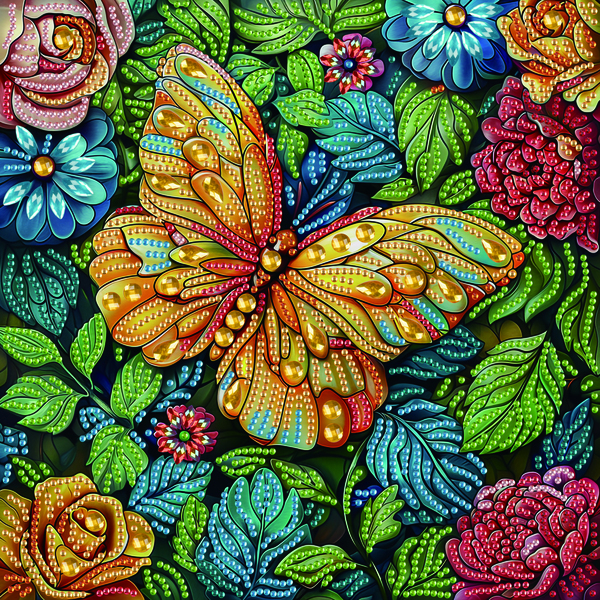 Алмазная мозаика 25x25 - Жовтий метелик