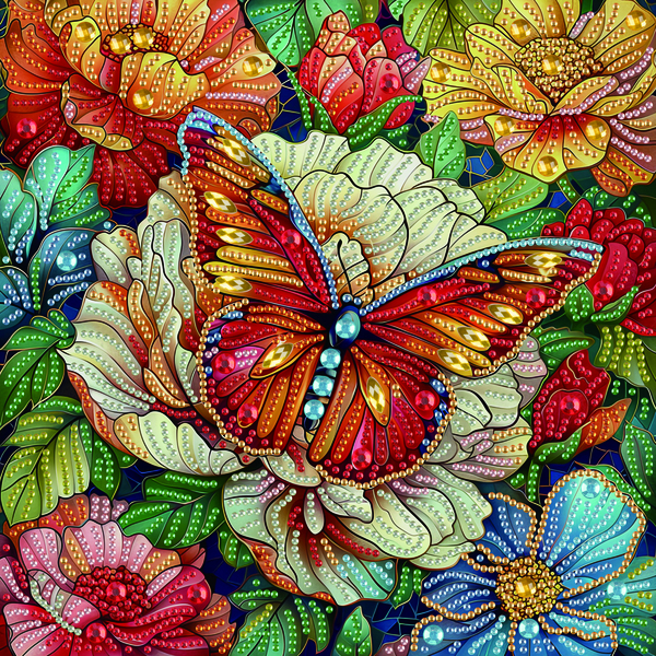 Алмазная мозаика 25x25 - Цветная бабочка