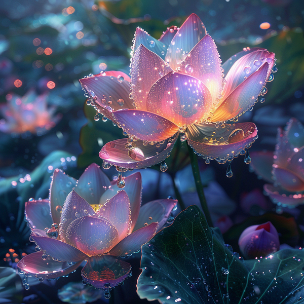 Алмазная мозаика 25x25 - Лотосы