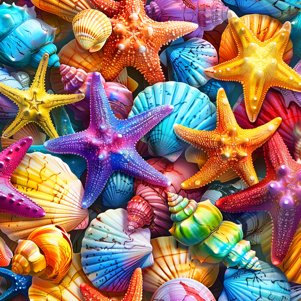 Алмазная мозаика 25x25 - Кольорові морські зірки