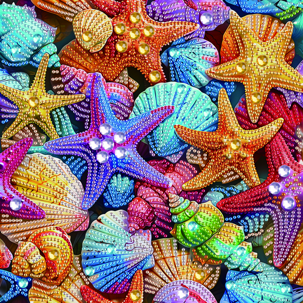 Алмазная мозаика 25x25 - Кольорові морські зірки