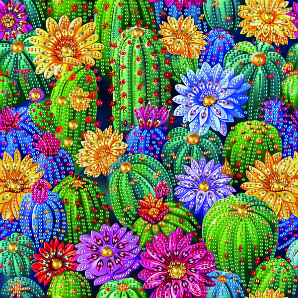 Алмазная мозаика 25x25 - Квітчасті кактуси