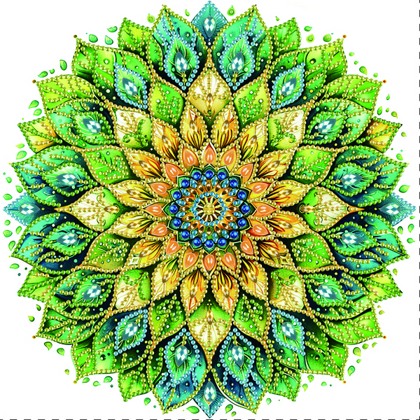 Алмазная мозаика 25x25 - Сине-зелёный цветок