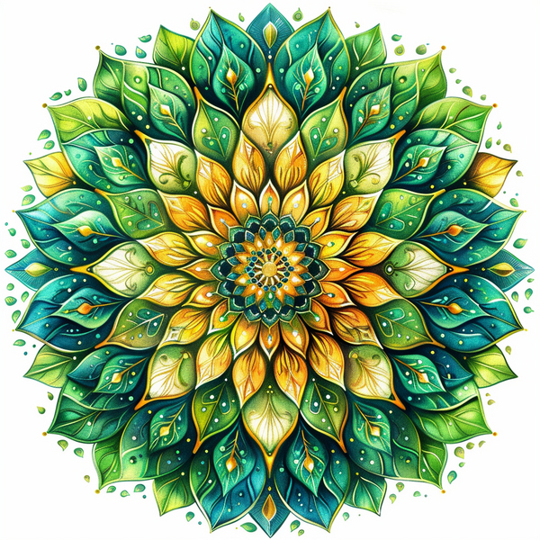 Алмазная мозаика 25x25 - Сине-зелёный цветок