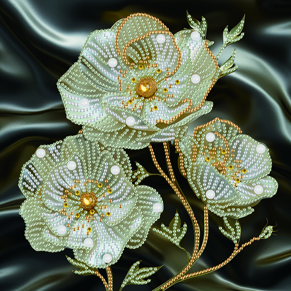 Алмазная мозаика 25x25 - Білі квіти