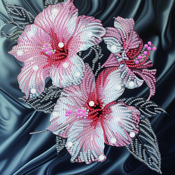 Алмазная мозаика 25x25 - Рожевий гібіскус