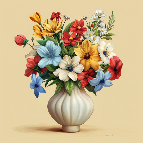 Алмазная мозаика 25x25 - Квіти у вазі